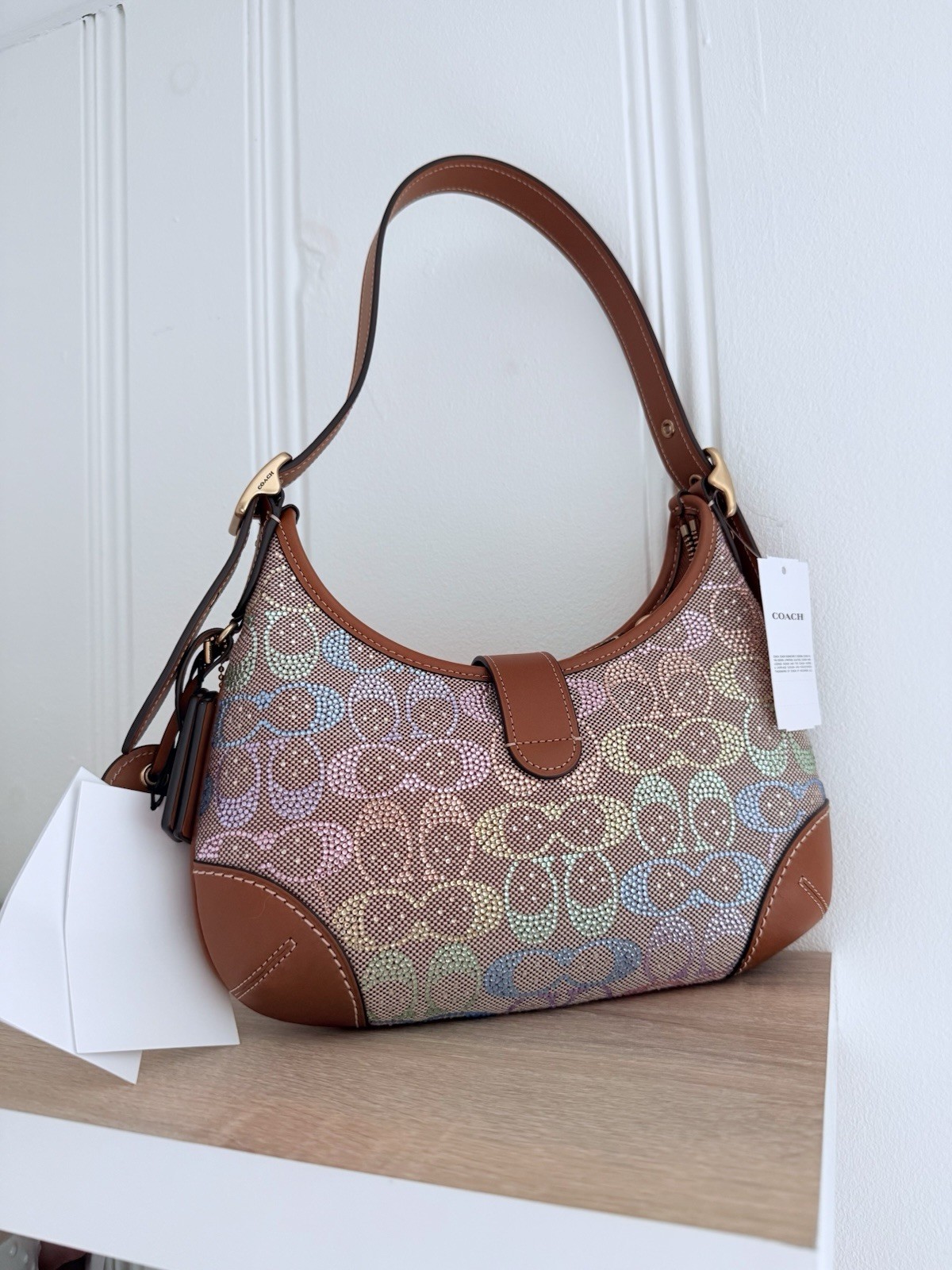 Coach LIMITED EDITION Rainbow Crystal Hamptons Hobo Bag 🌸🌈✨🌈🌸✨ NWT image 2