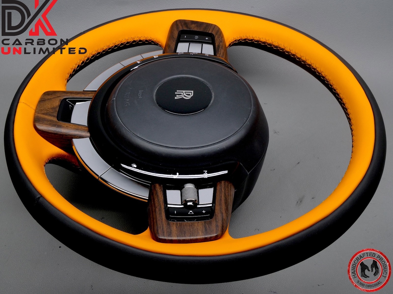 Rolls Royce Ghost Thick Rimmed 2 Tone Black Napa Mandarin Stitch Steering Wheel