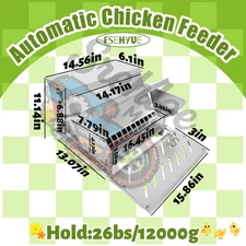 Automatic Chicken Feeder Weatherproof Galvanized Steel Poultry Feeders Feed 20lb