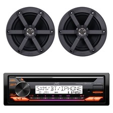 JVC KD-T92MBS Single DIN Marine Bluetooth CD Radio, 2x 6.5" 100W Boat Speakers