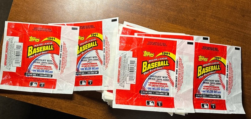 Lot of 154 Topps Empty Baseball Card Wax Wrappers-1991 ⚾️⚾️⚾️