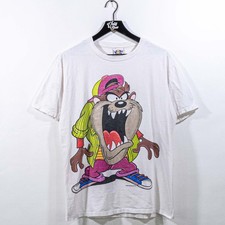 VTG Looney Tunes Taz Hip Hop T-Shirt 1995 Large L Double Sided 90s Cartoon Rap