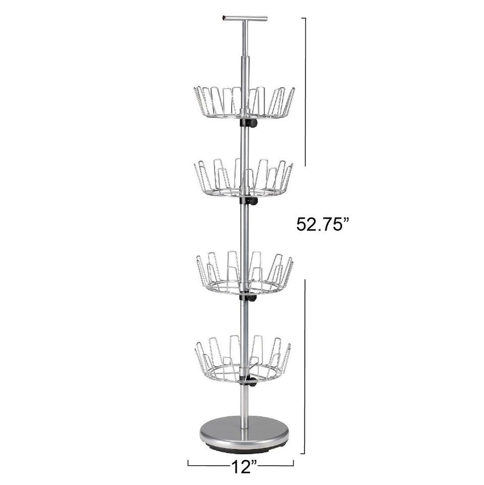 4-Tier Revolving Shoe Tree, Heavy-Duty Steel with Stabilized Base, Holds 24 P... - Image 2 of 4