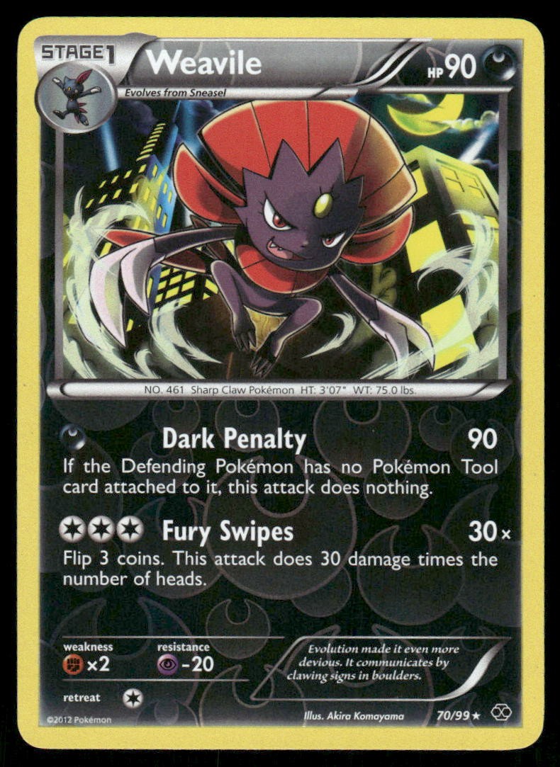 Weavile 70/99 Rare Next Destinies Pokemon Reverse Holo Lightly Played