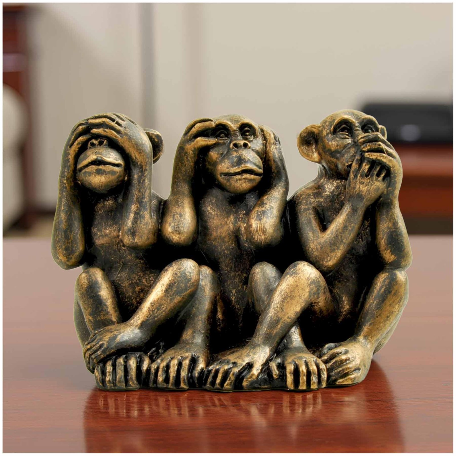 Three Wise Monkeys Figurine – Hear No Evil, See No Evil, Speak No Evil Statue...