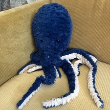 28" blue tan Octopus Plush Stuffed Animal stuffie cute smiling face sea stuffie
