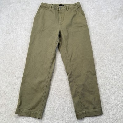 Quince Organic Stretch Cotton Twill Straight Leg Crop Pants Womens 8 Olive Green
