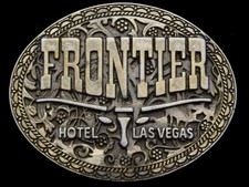 JF05132 VINTAGE 1970s  FRONTIER HOTEL  LAS VEGAS CASINO BRASSTONE BELT BUCKLE