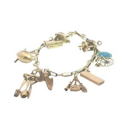 Vintage 14KYG Charm Bracelet 7.5''