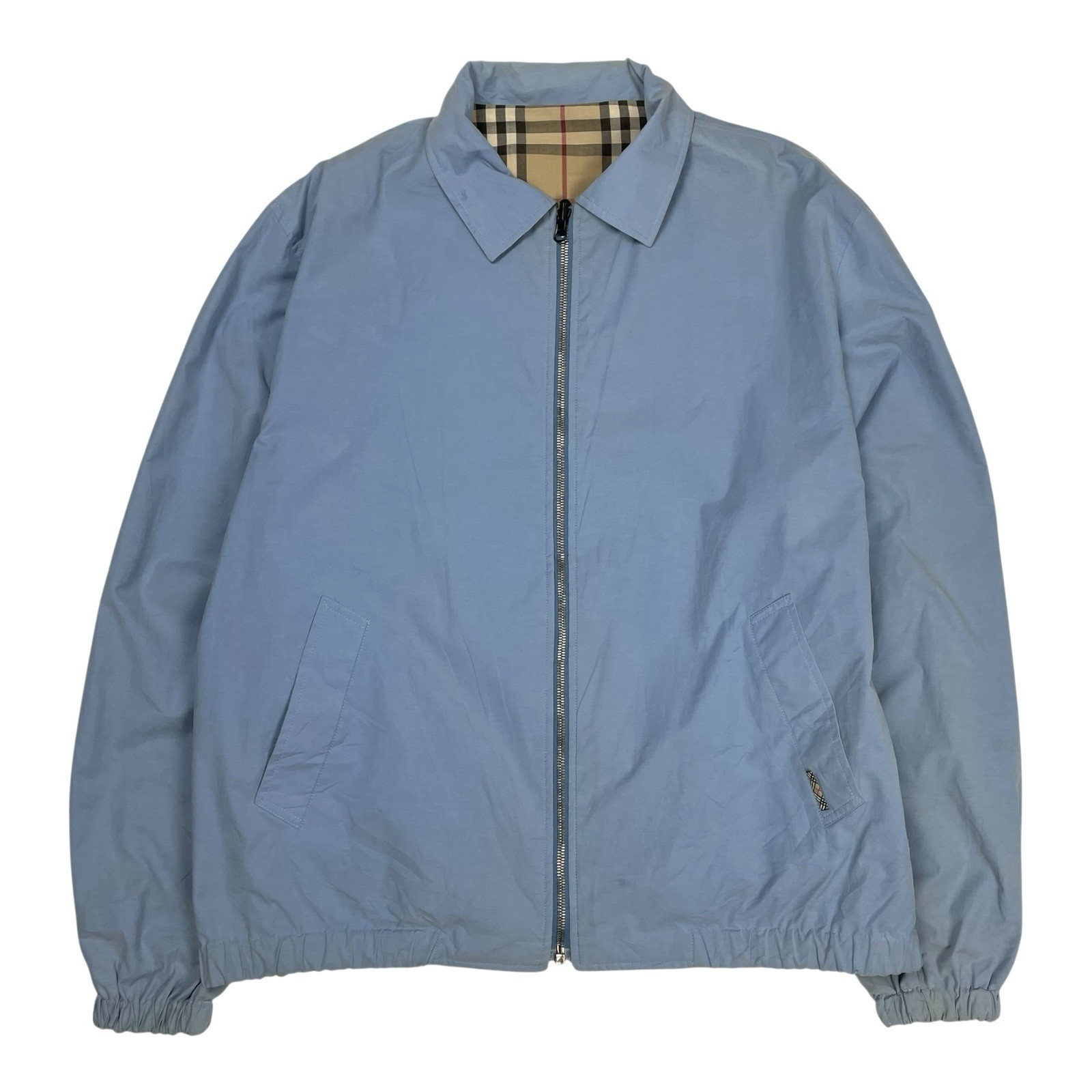 Burberry Nova Check Jacket Vintage Reversible Harrington Coat Beige Blue 50 L image 3