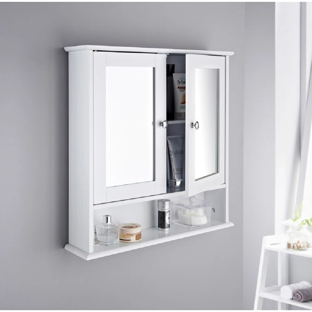 Espejo Doble Puerta con Estante Armario de Baño de Madera - CAJA DE DAÑOS