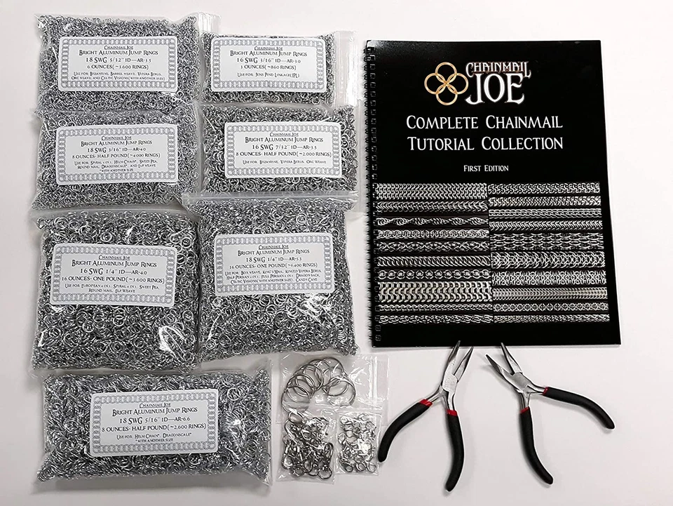 Kit completo de cota de malla - Libro tutorial de 20 tejidos, 23.000+ anillos (más de 4 libras), C Foto 3 de 4
