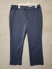 Nine West Mid Rise Barely Bootcut Dress Pants Womens 18 Petite Blue Stretch NEW