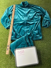 Womens M RoaMANS Teal Velvet Velour Track Suit Medium