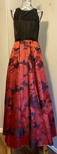 TAHARI Arthur S Levine Crimson & Black beaded evening gown size 8