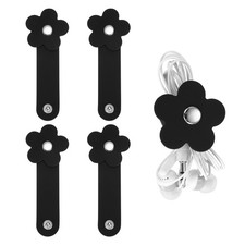 4 Stk. Kabel-Organizer Ohrh&ouml;rer-Halter (9,9x3,8cm) Silikon Schwarz