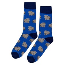 NWT Hippo Dress Socks Novelty Men 8-12 Blue Crazy Fun Sockfly