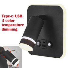 Bedside LED Wall Lamp Wall Mounted Reading Light With Switch and USB Port 3W+6W
