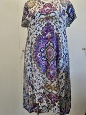 Boho hippie Vibe Midi Dress Puple Pinks XL, side pockets