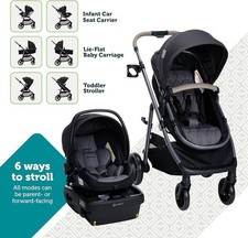 Safety 1st Travel System Stroller Car Seat 6 Modes Black Easy-Fold