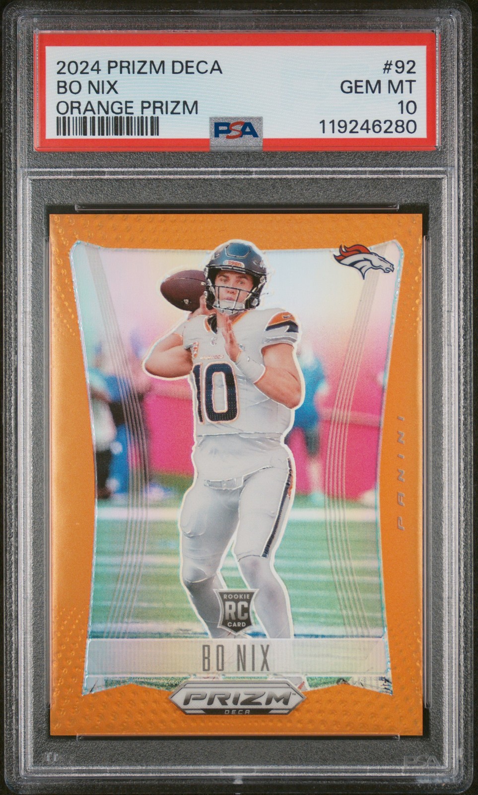 Bo Nix Panini Prizm Deca #92 Orange