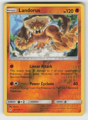 Reverse Holo Landorus 103/214 Rare Unbroken Bonds Near Mint