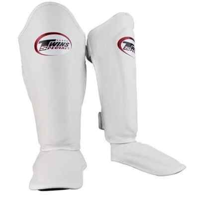 Special Shin Guards Twins SGL10 Leather White MMA Boxing Protector Training Muay