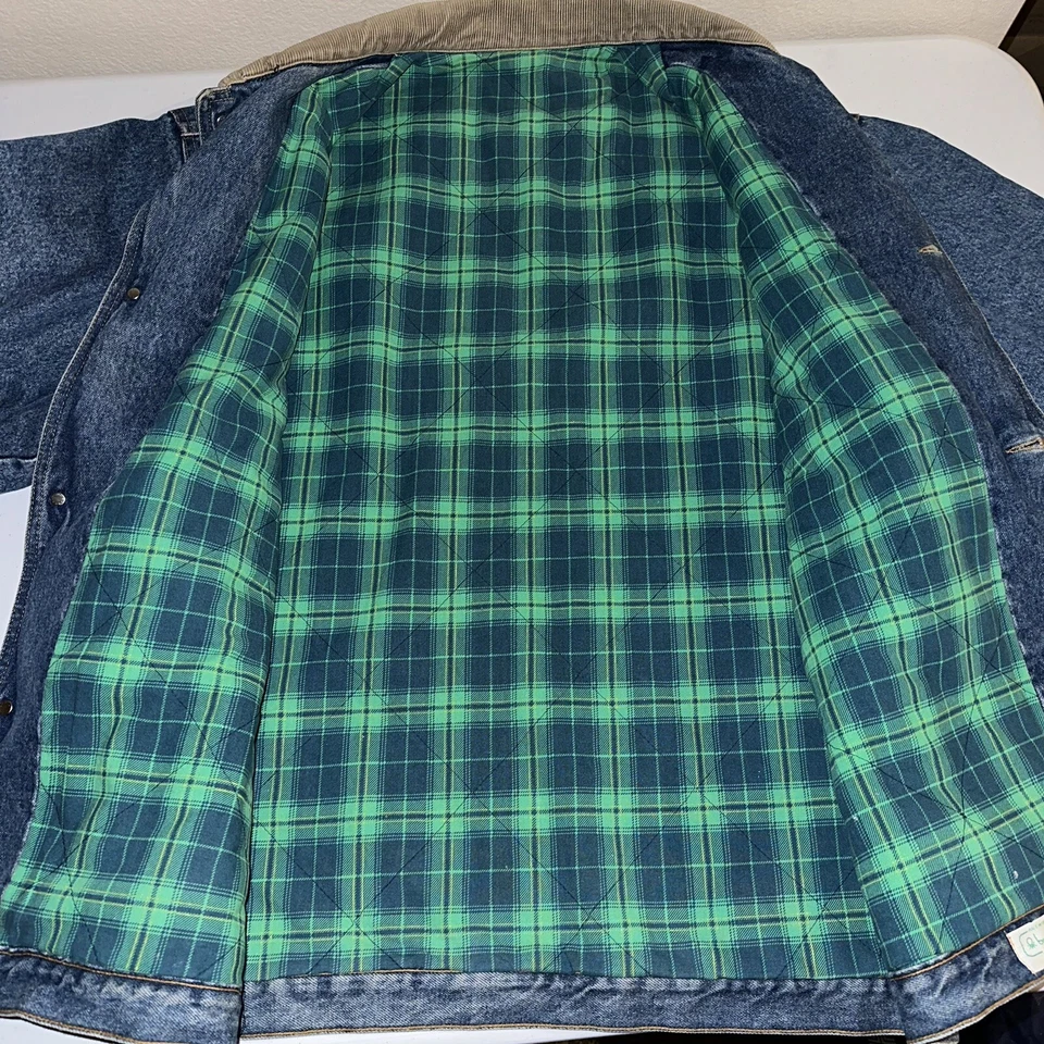 Abrigo Benetton Denim Tareas Forrado Franela Vintage Hecho en Italia Talla 48 Se Ajusta a XL Foto 3 de 4