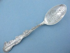 Sterling Souvenir Spoon ATLANTIC CITY NJ Skyline View & Rolling Chair Ride