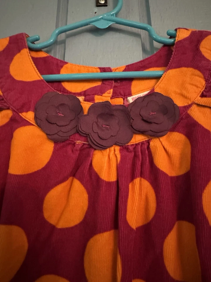Niñas 5T Oshkosh Vestido Naranja y Borgoña Fino Pana Usado en Excelente Condición Foto 2 de 4