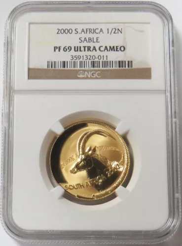 2000 GOLD SOUTH AFRICA 1/2 OZ NATURA SABLE COIN NGC PROOF 69 UC 1,964 MINTED