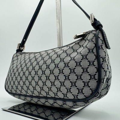 CELINE Paris Macadam Black Accessory Mini Pochette Pouch Bag Ladies JAPAN
