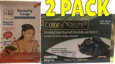 Charcoal Soap & Beauty Soap Papaya 2BAR Face Body Wash Antibacterial Detoxifying