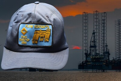 #ad 1989 Flow station 2 start up Hat Cap vintage North slope oil Gas USA $8.41