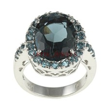 Natural London Blue Topaz Gemstone with 925 Sterling Silver Ring for Women 3239