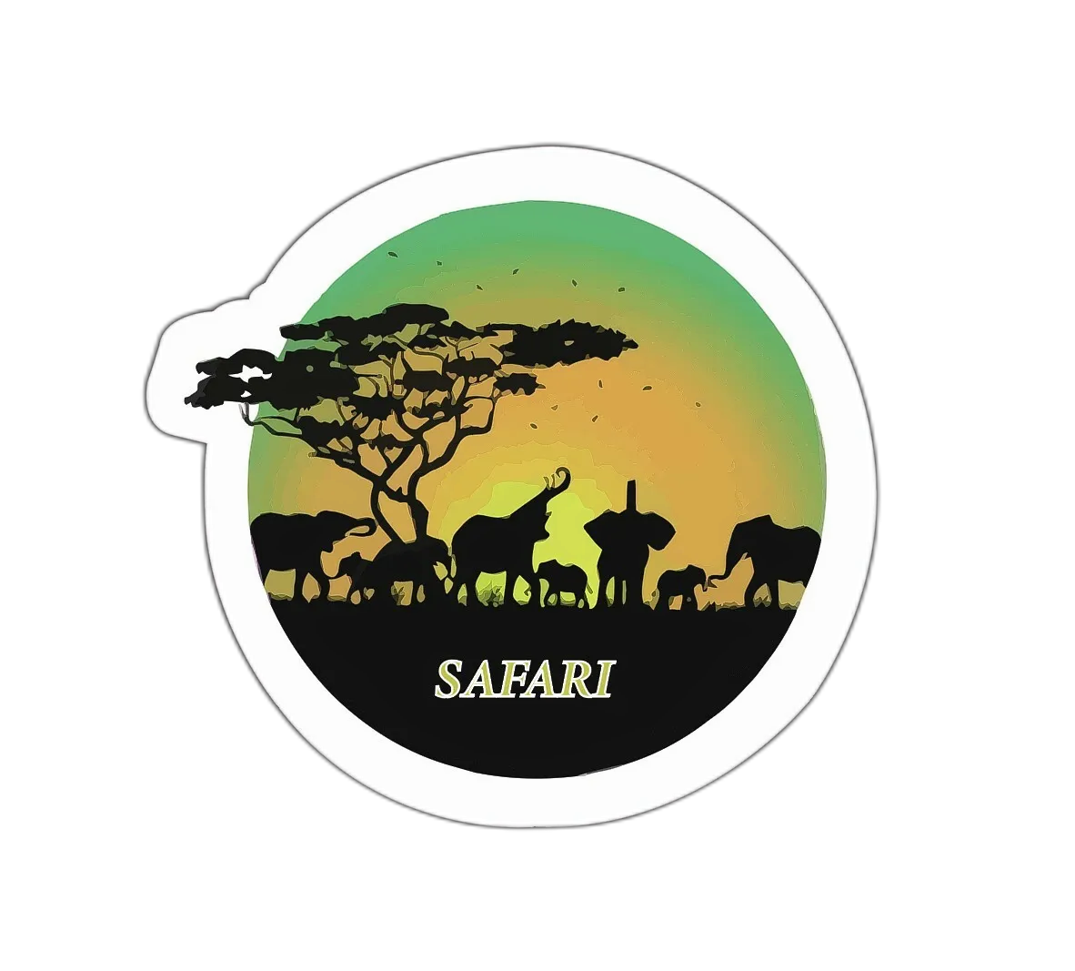 African Safari Elephant Sticker Decal