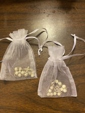 Rosary Bracelet w/cream beads Mother Mary-Set of 2 in organza bags - Communion