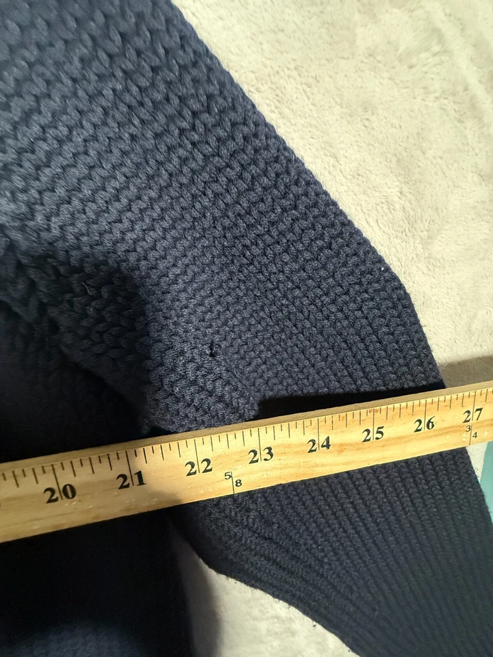 Salvadore Ferragamo Knit Cardigan Coat Sweater Womens Size XL Navy Ruffle - Image 4 of 4