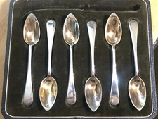 Mappin & Webb Princess Silver Plate 6 Piece Grapefruit Spoon Set w/ Case London