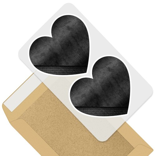 2 x Heart Stickers 7.5 cm - BW - Dark Distressed Style #35609 - 第 1/9 張圖片