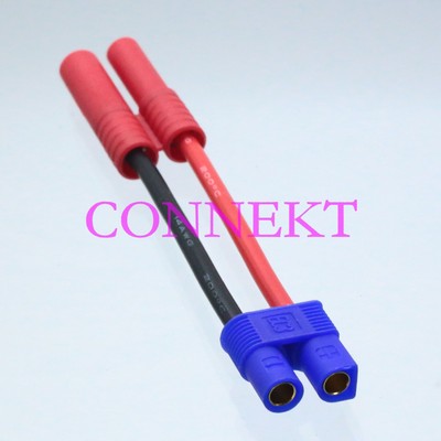 HXT 4mm Bullet Male to EC3 Female 14AWG 5CM Wire for RC Turning Adapter