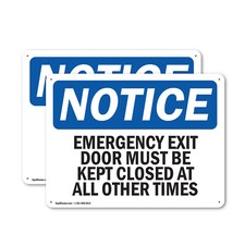  2 Pack Emergency Exit Only Door Must Be Kept Closed OSHA Notice Sign Decal