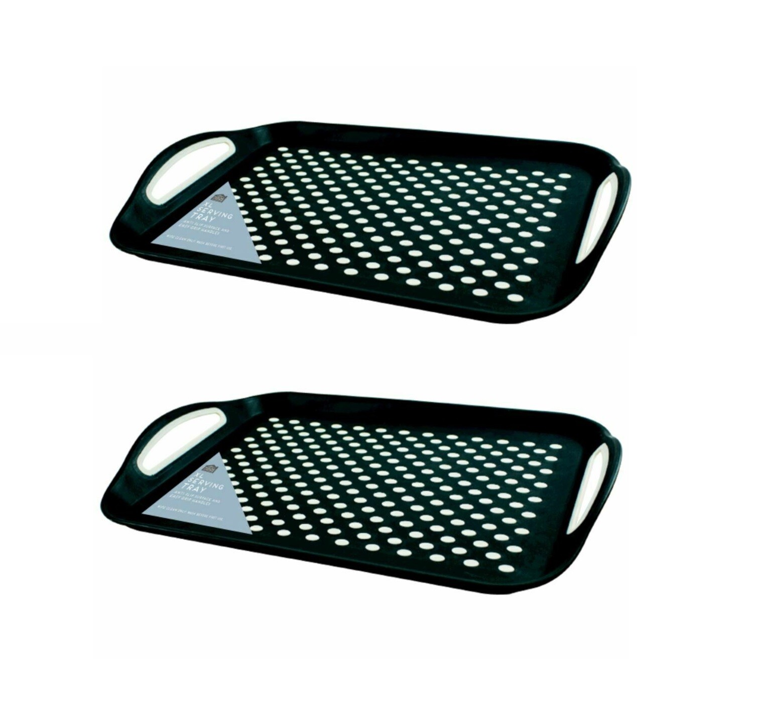 2x AntiSlip Plastic Serving Tea Food TV Lap Dinner Tray Grip Rubber