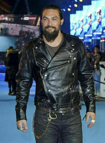 Jason Momoa Genuine Lambskin Silver Studded Zipper Real Leather