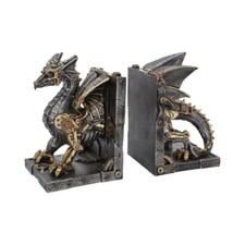 Steampunk Style Dragon Resin Bookends | Unusual Birthday Gift