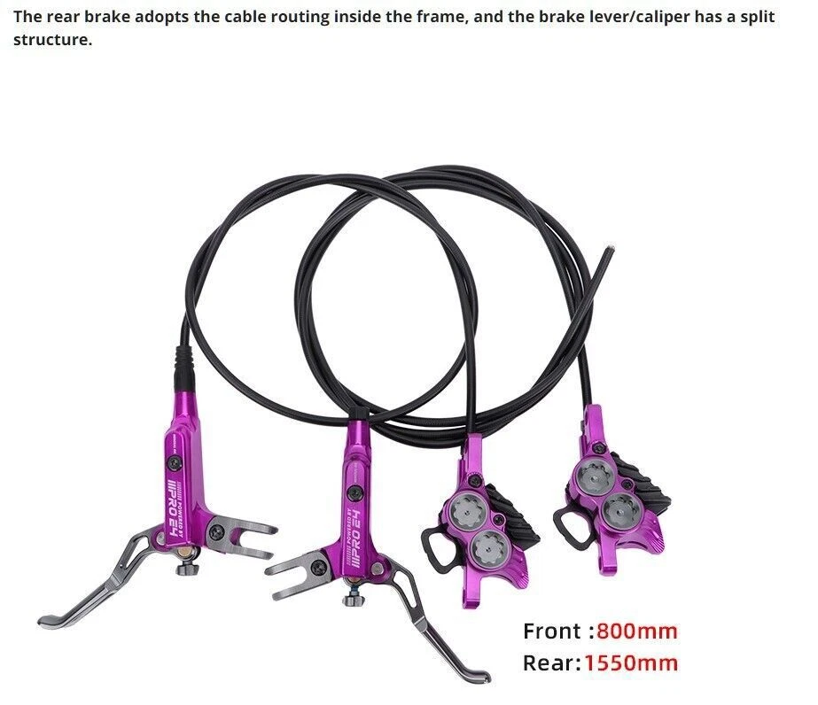 Juego de frenos de disco hidráulicos de freno de 4 pistones IIIPRO E4 MTB 800-1550mm luz 480g Foto 3 de 4
