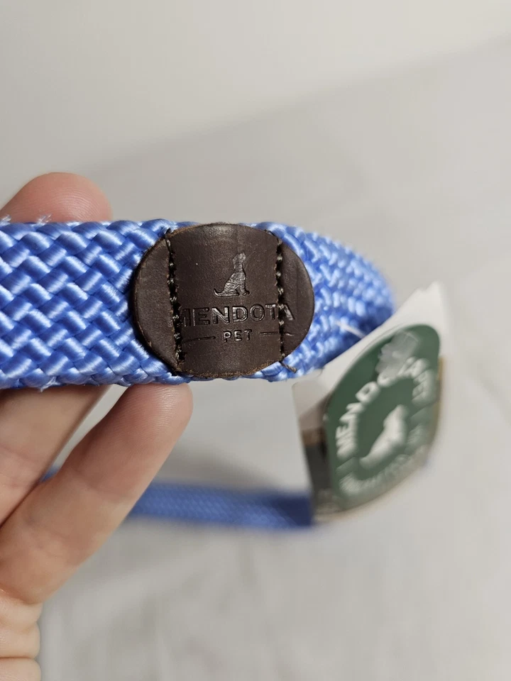 Coleira Mendota Pet Trançada Cachorro 1"w Até 24" FEITA nos EUA Artesanal Azul - Imagem 3 de 4