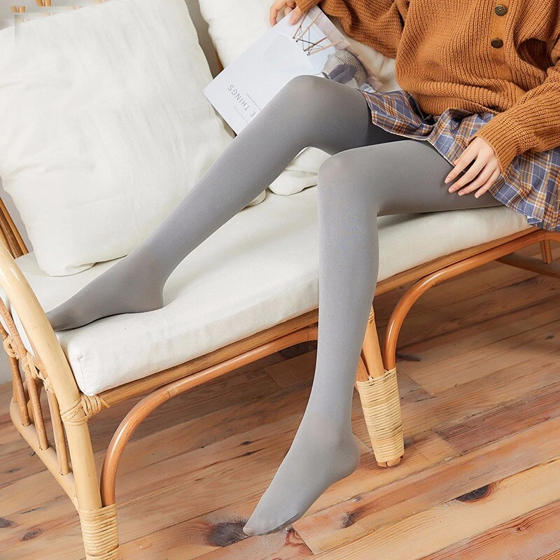 Mujer Invierno Cálido Sexy Opaco Pantimedias Elastizadas Largas Medias Gris Pequeño Foto 2 de 3