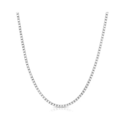 9Ct Lab-Grown Diamond Set Mens Tennis Necklace in 925 Sterling