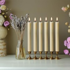 10" Fluted LED Grooved Pillar Candles, Remote 24h Timer Memory, On/Off Switch